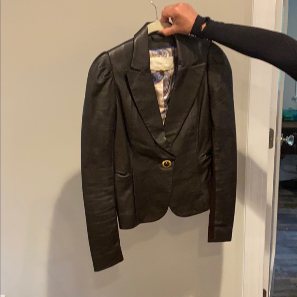 black leather jacket
